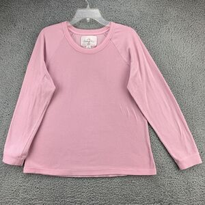 Goodnight Kiss Womens Long Sleeve Top Size Large Fleece Waffle Knit Pink